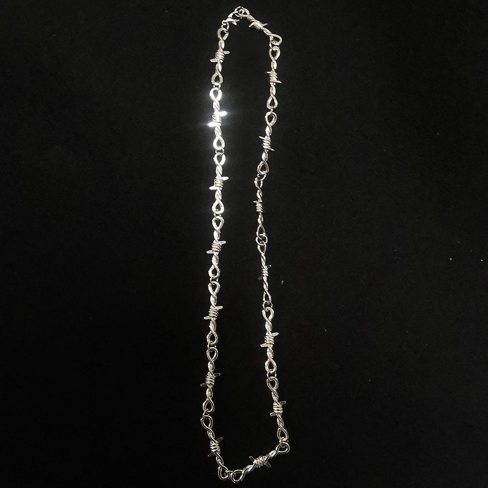 

Punk Statement Necklace - Funky Twisted Spiked Thorns & Barbed Wire Chain Men s Woman