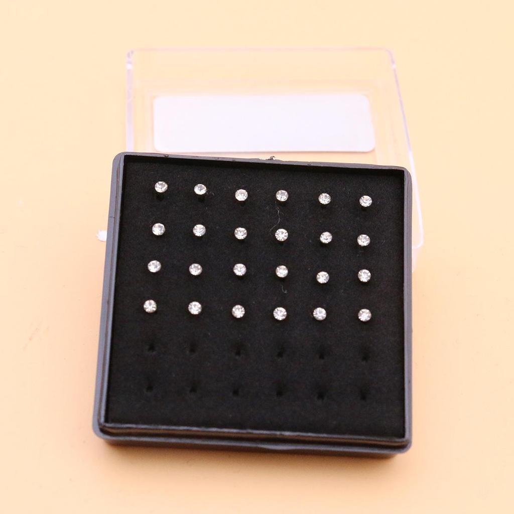 Nasenstecker aus Edelstahl mit 2 mm, 2,5 mm, 3 mm Strasssteinen für Körperpiercings