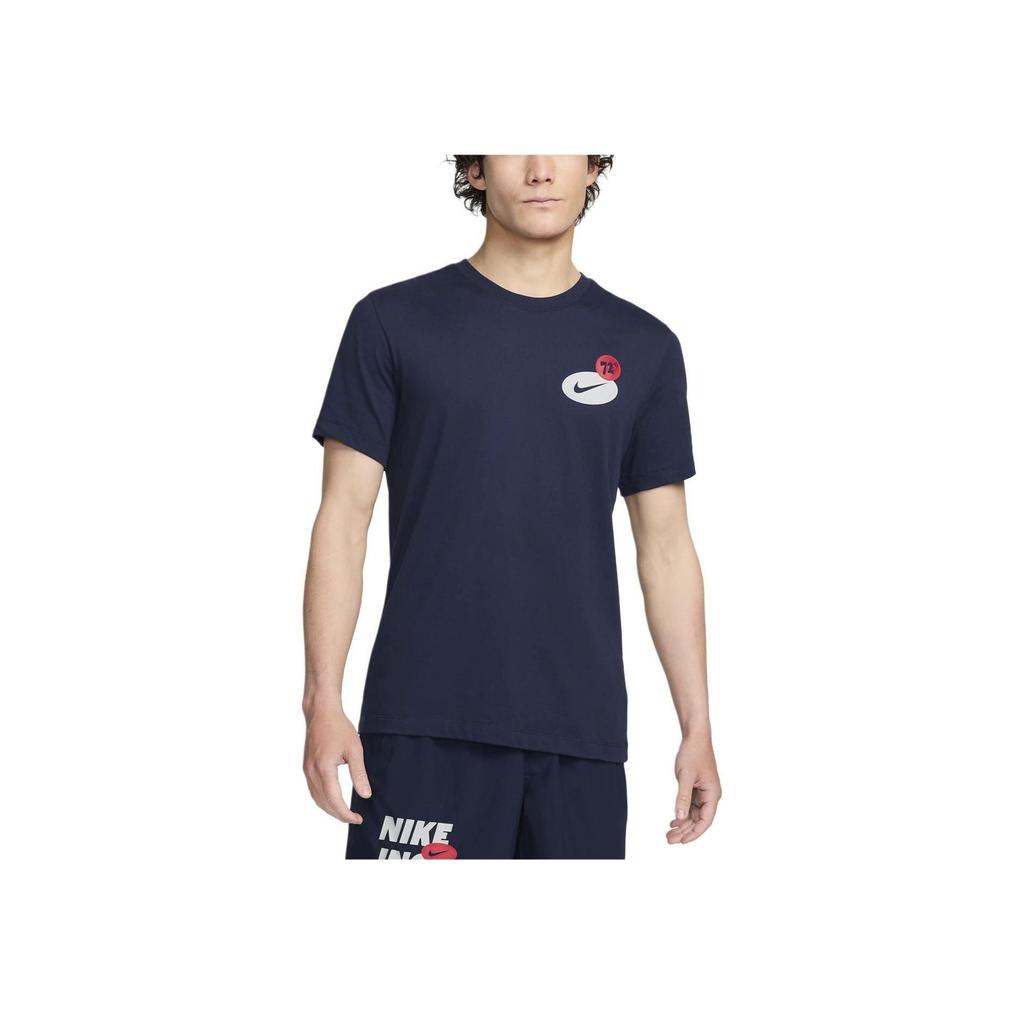 Nike Color Block Fitted Crew Neck T-Shirt Men Tops Dark-Blue FV8367-451