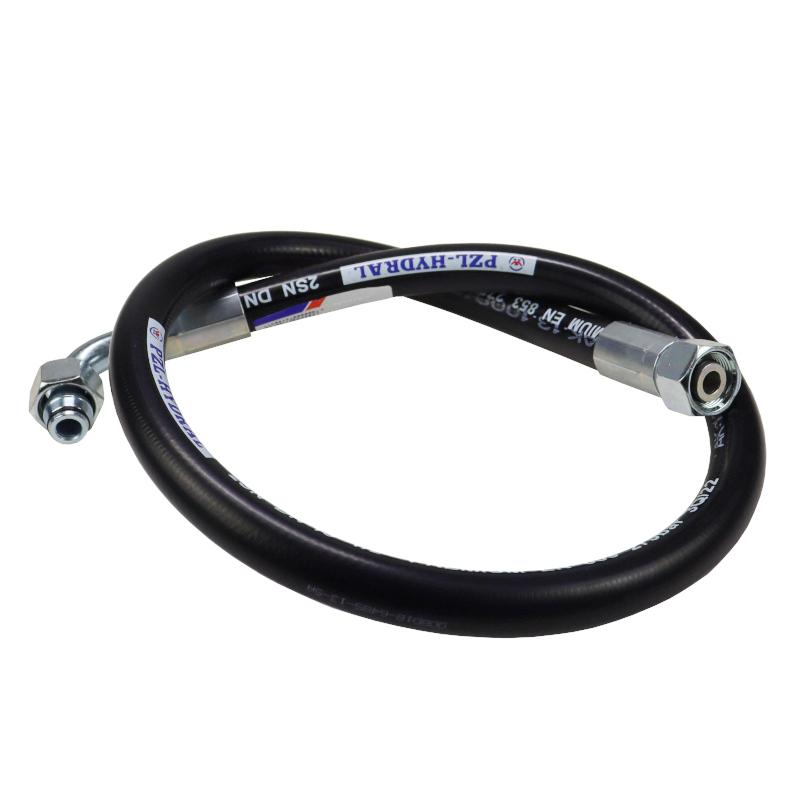 Hydraulic hose 275 bar thread M22x1.5 straight/90 degrees -1000mm DN12-2SN (AK-13-1000, P11P12) 27.5MPa PZL HYDRAL