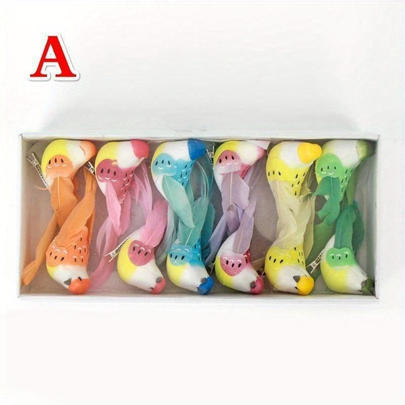 12pcs/box Simulation Artificial Bird Gardening Home Bird Ornament Decoration