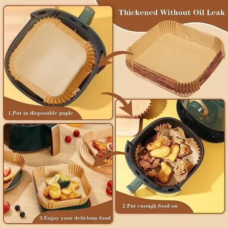 Air Fryer Paper Liners,Non-Stick Parchment Paper,Oil Resistant,Disposable Food Grade Free of Bleach Paper for  Air Fryer Baking