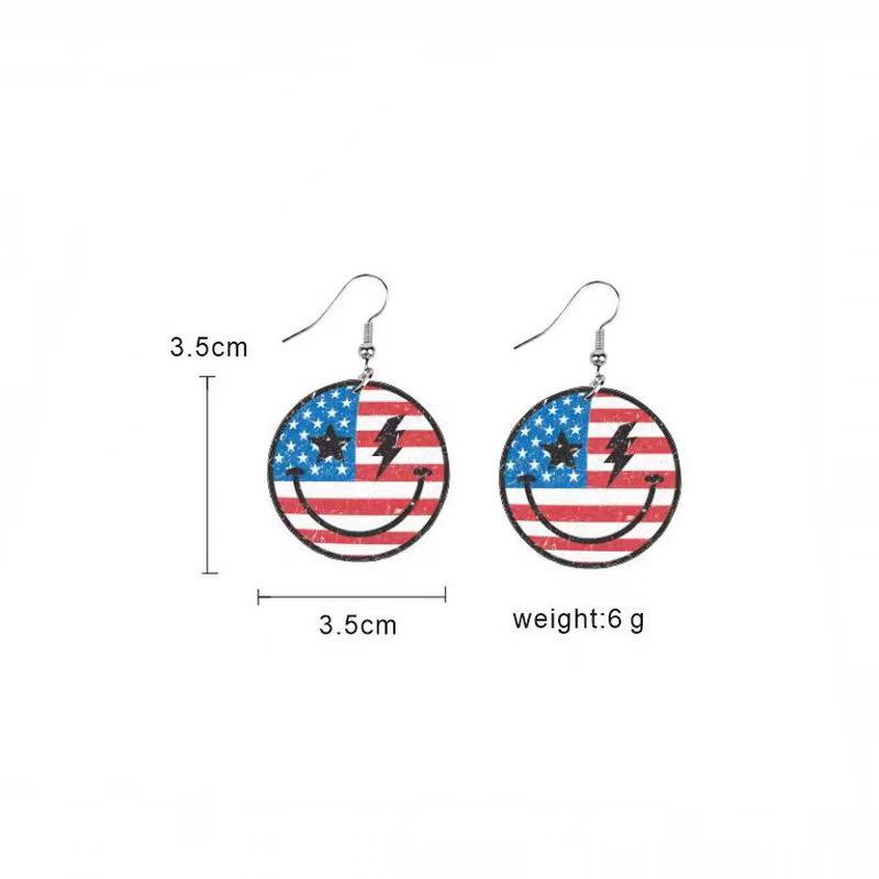 European Handmade USA Independence Day Earrings with Butterfly, Unicorn, Smiley Face, Star, and Woman Head Designs
