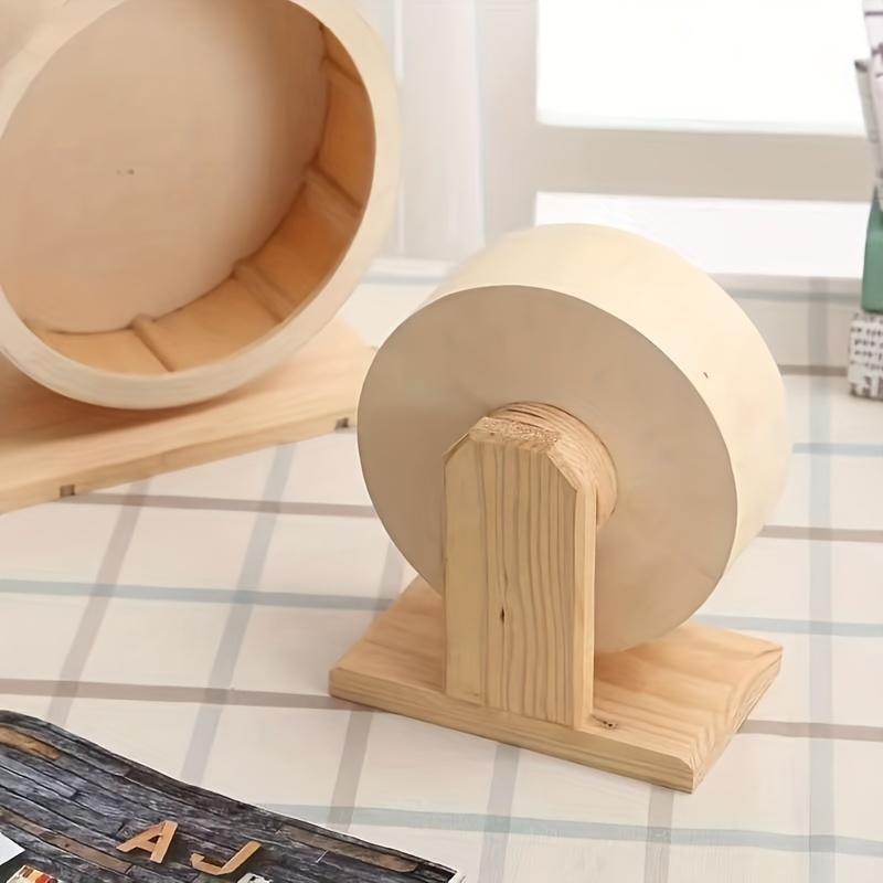 Silent Wooden Hamster Exercise Wheel With Stable Bracket - Ideal For Small Pets Like Hamsters and Guinea Pigs
