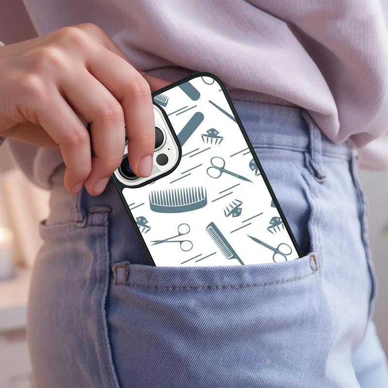 Scissors and Combs Barber Shop Hair Stylist Phone Case For iPhone 17 Air 15 16e 14 13 Pro Max Coque 12 11 Pro Max PLUS cover