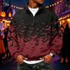 Men's Flannel 1/4 Zip Long Sleeve Sweatshirt with Halloween Print for Casual Wear
