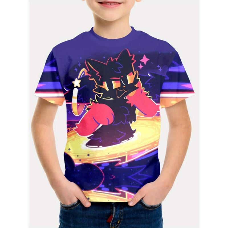 Summer Round Neck Cartoon Animal Pattern 3D Printed Top Fashionable Casual Short Sleeved Children's Boy T-shirts