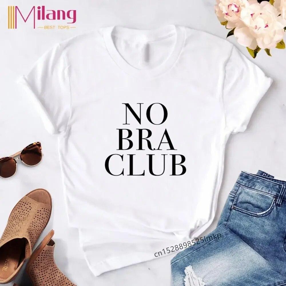 Top donna No Bra No Panties T Shirt Unisex/donna Harajuku T-shirt No Bra Club grafiche magliette Unisex Tshirt Unisex Anni '80 Top