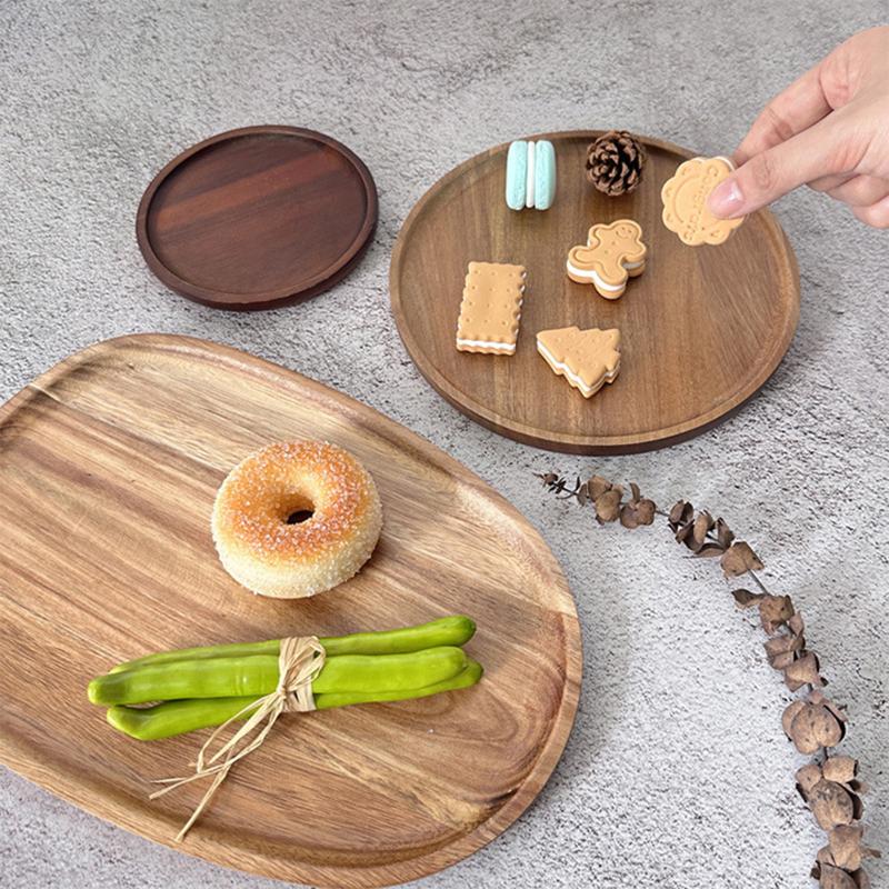 1Pcs Irregular Oval Serving Tray Wood Dinner Plates Fruit Dishes Dry Fruit Sushi Tea Tray Bread Wooden Plate Home Decoration