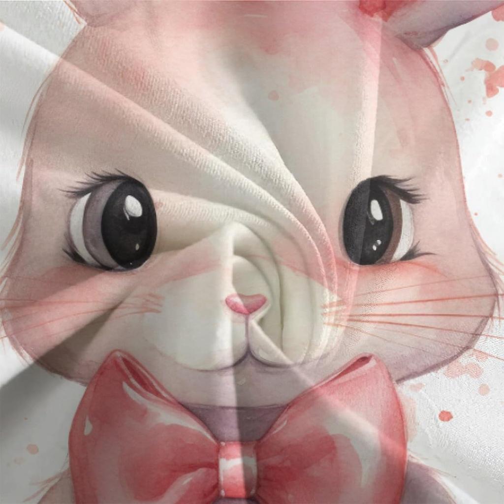 Cartoon rabbit bedding set with 3D printing for children and adults, luxurious ultra-fine fiber soft down duvet cover with zippe