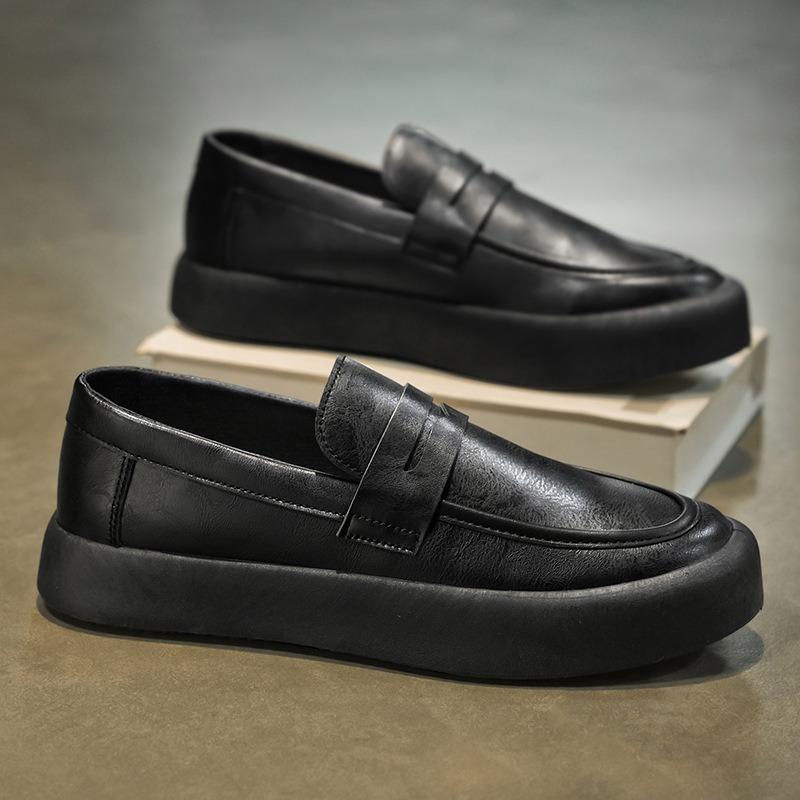 

Осень новая молодежная обувь Doudou повседневная мужская обувь модный тренд черная кожаная обувь 46