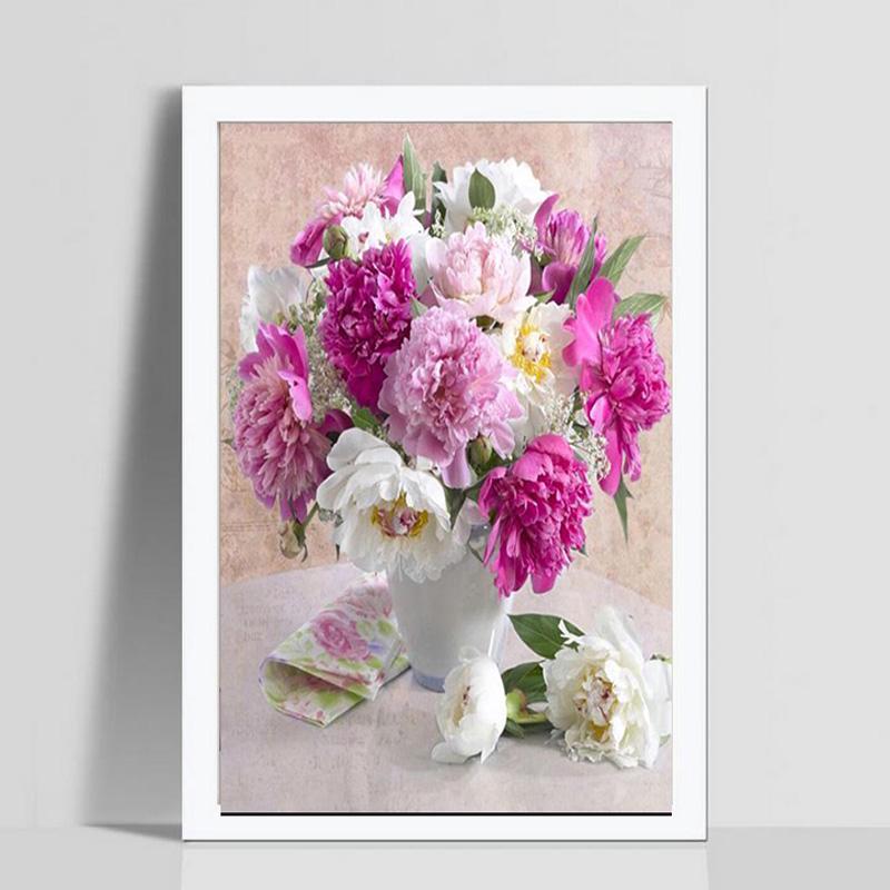 

Huacan Алмазная вышивка Белый порошок Цветок 5D DIY Алмазная картина Вышивка крестом Домашний декор 45*60 cm