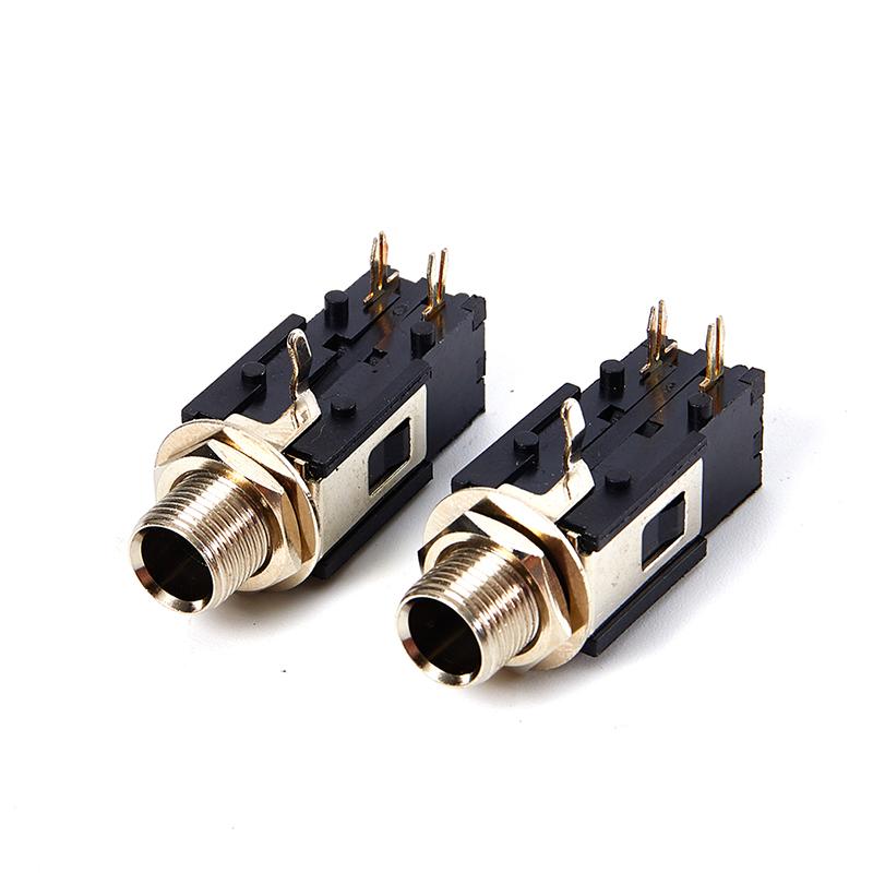 2Pcs 6.35Mm Audio Headphone Jack 1/4 Inch 5 Pin Audio Microphone Female Socket Panel Mount Solder Conenctor