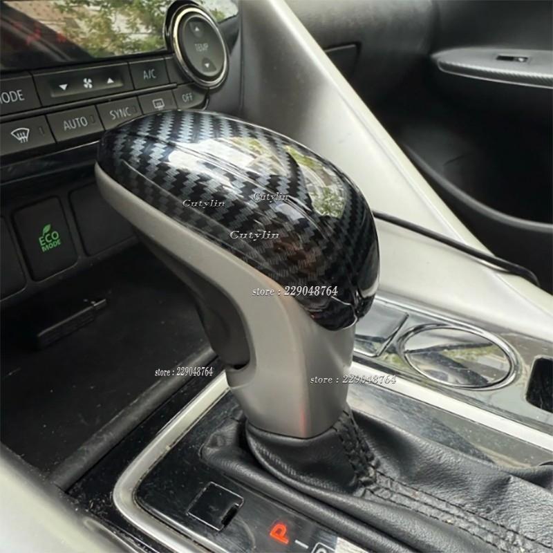 For Mitsubishi Eclipse Cross 2017- ABS Carbon Fiber Car Gear Shift Knob Gear Head Cover Trim Sticker Accessories