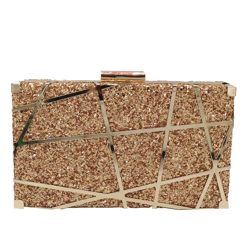 

Boutique De FGG Glitter Evening Bags and Clutches for Women Formal Dinner Party Bag Ladies Metal Clutch Handbags Small Clutch