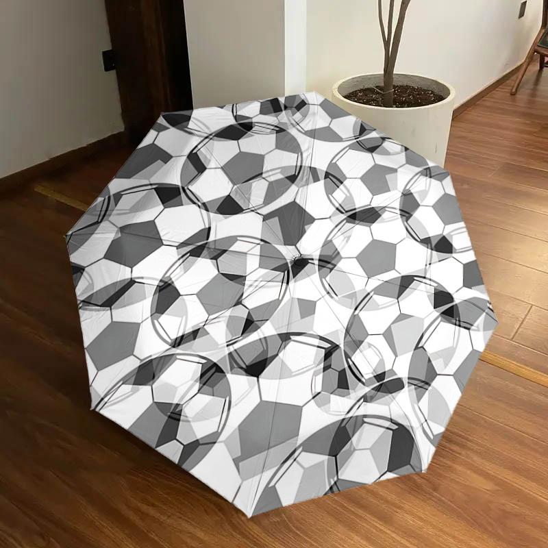 

Soccer Ball Patterned Automatic Opening/Closing Umbrella with Foldable Design,Iron Frame,Outdoor Use,Ideal Gift for Fans,Travelers,Dail