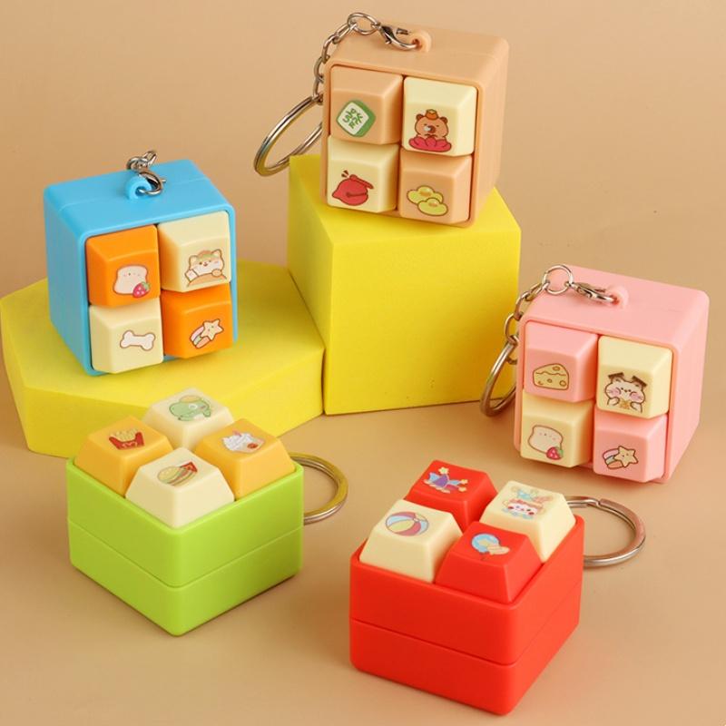 Relaxing Cartoon Keychain Diy Keyboard Keys Button Music Keychain Keycap Relief Stress Clicker Toy