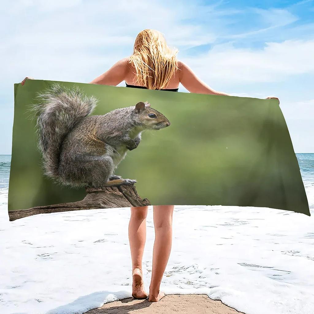 Squirrel Beach Towel Microfiber Quick Dry Sand Free Towel Travel Beach Towels Lightweight Beach Towel Pool Swimming Gym Travel