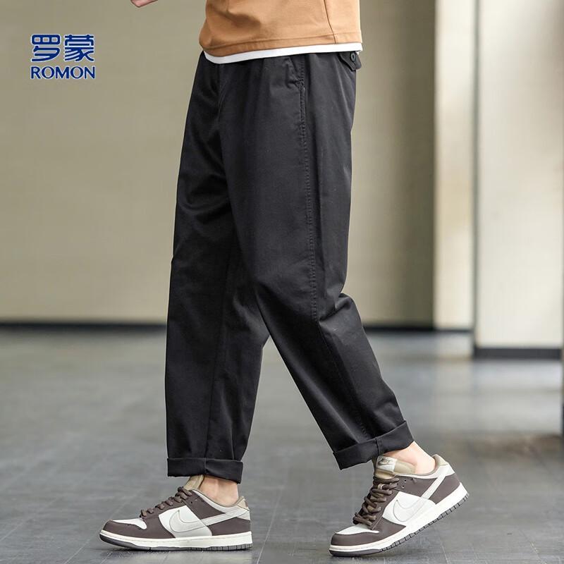 ROMON Men's Summer Casual Straight-Leg Pants with YKK Zipper