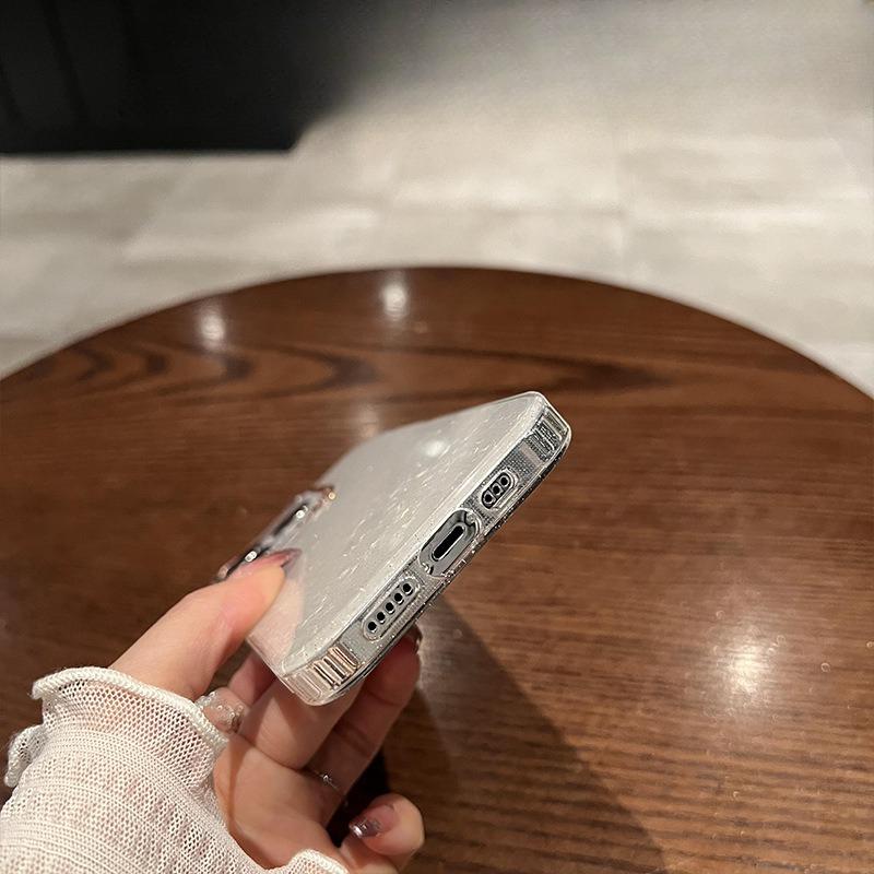 Glitter Powder Shell Pattern Suitable for IPhone17 Mobile Phone Case Apple 16promax High End Large Hole Anti Fall Protection Case