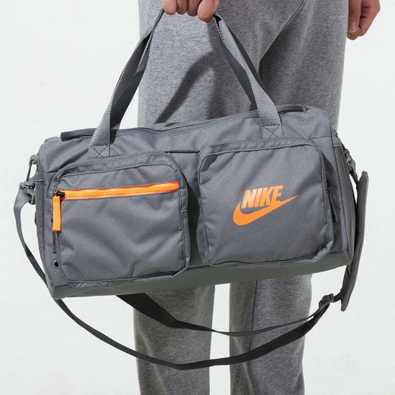 Nike Fabric Sports Bag, Travel Bag, Gym Bag Unisex Gray/Orange Casual BA6169-084