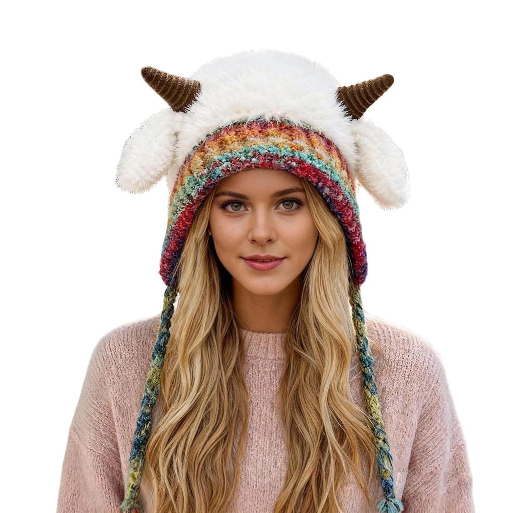Knitted Hats In And Winter, With Plush Called For Warmth, Wrapped In Ear , And Woolen Hats