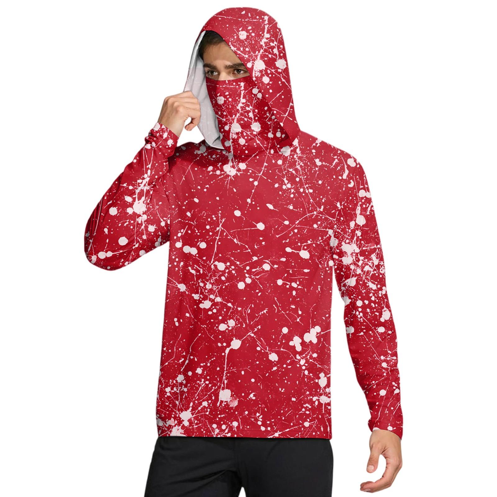 

Мужская рубашка с защитой от солнца UPF50+, быстросохнущая рубашка с длинным рукавом, рубашка для бега, тренировок, рыбалки XXL красный