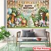 Tissu de fond de décoration de fête d'anniversaire sur le thème de la savane 2D pour enfants