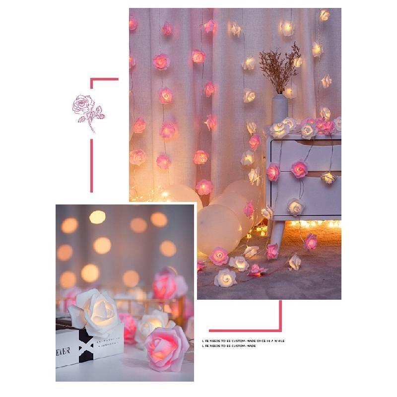 Romantische LED Rosen Lichterkette Warmweiß Batteriebetrieben Deko für Hochzeiten und Heiratsanträge