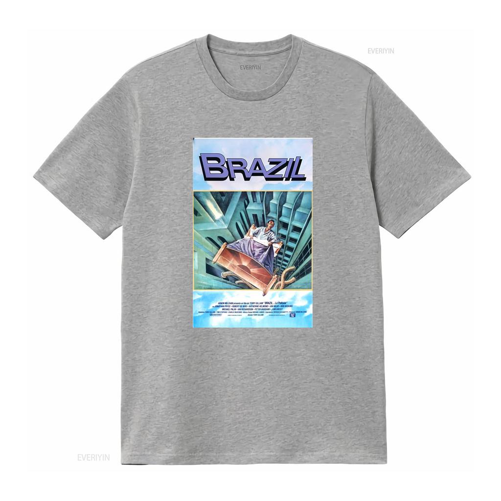 Retro Vintage Cult Movie Brazil Classic Poster Print Casual T Shirt Vintage Washed Versatile Fashion Top For Everyday Wear