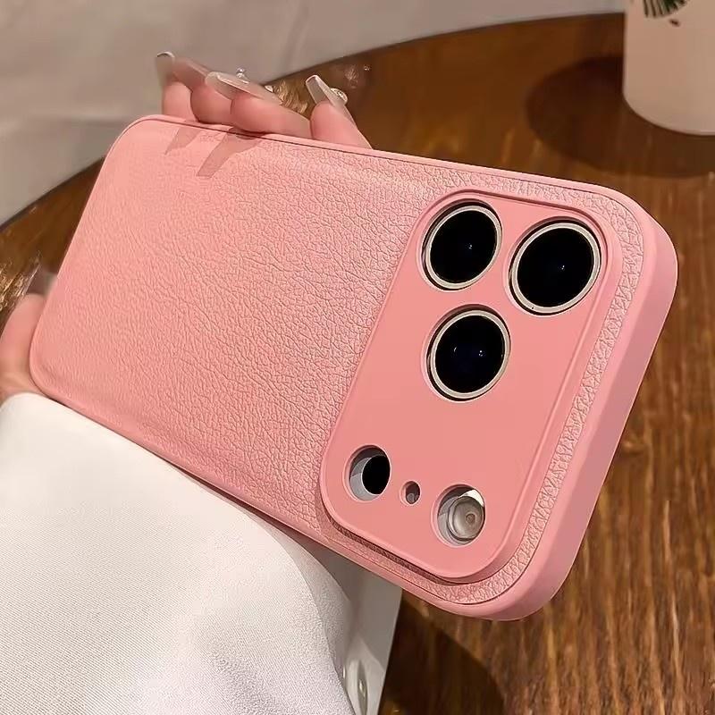 Vogue Lychee Leather Cell Phone Case for iPhone 17Pro 16 15 Plus 14 13 12 11 17 Pro Max iPohne Air TPU Frame Back Armor Cover