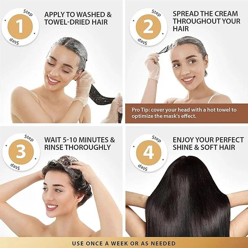 Kollagen-Keratin-Haarmaske für trockenes und strapaziertes Haar, revitalisierendes Haar, glättet weiches, glattes Haar, spendet Feuchtigkeit, Haarbehandlung, Haarpflege