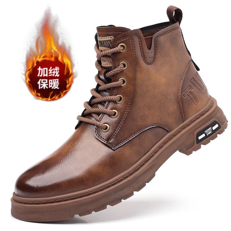 

Модные британские зимние мужские сапоги ручной работы в стиле ретро на толстой подошве, высокие сапоги на платформе и каблуке, роскошные теплые сапоги из коровьей кожи на толстом каблуке 44