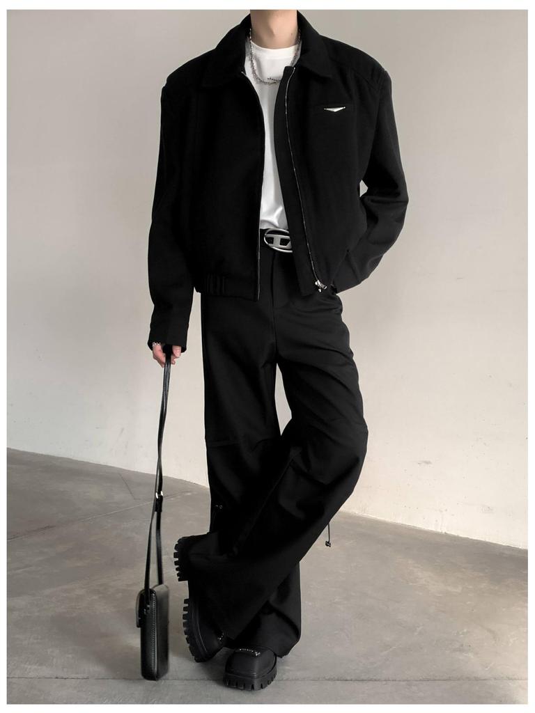 Men's American Style Short Jacket: Trendy Korean Ins Street Fashion, High-Class Zipper Lapel for Spring & Autumn