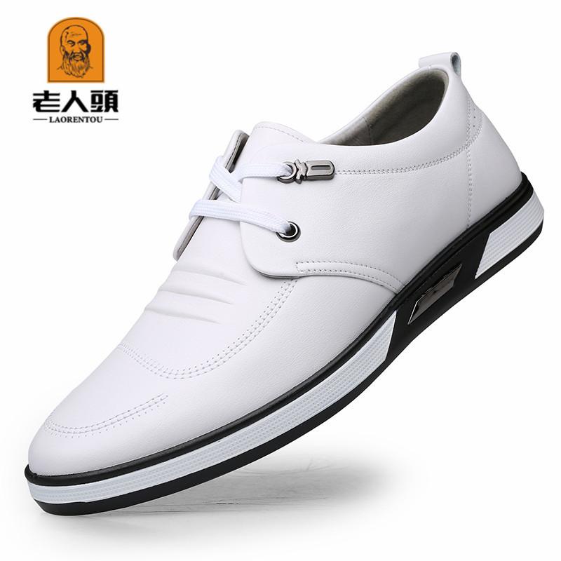 

Old man head autumn new little white shoes casual shoes Korean version men s lace-up shoes white single shoes 37