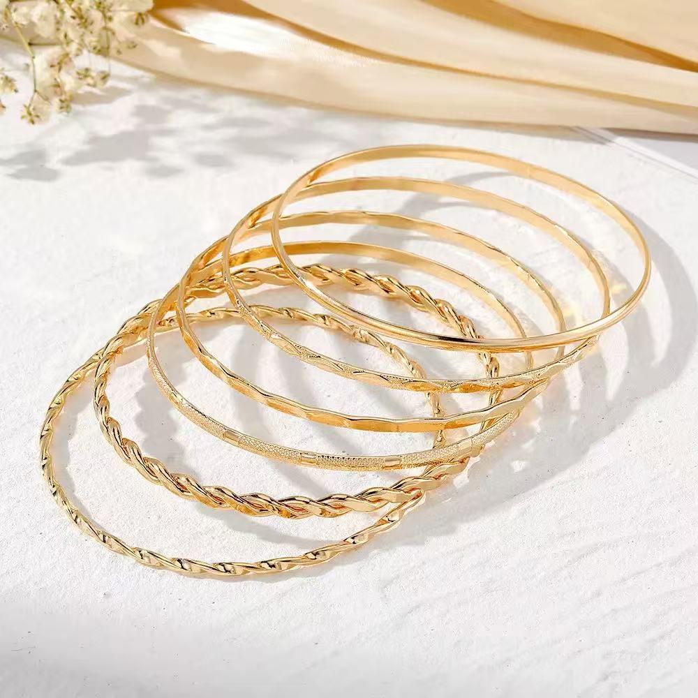 European & American Cross-Border Smooth Surface Hand Jewelry: 6-Piece Irregular Bracelet Set for Men & Women with a High-End Natural Feel