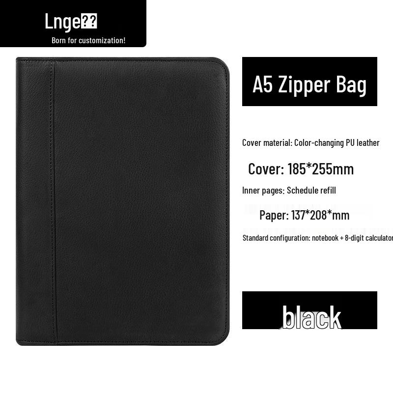 A5 Retro Leather Zipper Binder: Multifunctional Loose-leaf Notebook with Detachable A6 Section