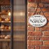 Wall Mounted Store Sign Wooden Open Closed Sign, Double-Sided Hanging Door with Vintage Rustic Business Frame, Waterproof Storefront Indicator, Retro
