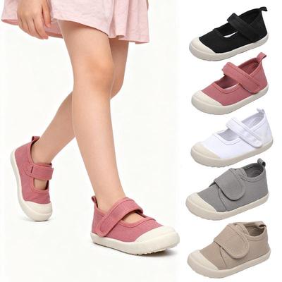Spring Fashion Velcro Canvas Shoes for Kids - Soft Sole, Low-Top, White