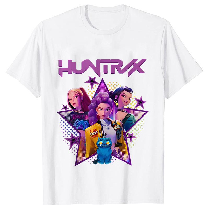 Kpop Demon Hunters Cartoon T-shirt for Chrildren  O-neck T-shirts 2025 Hot Movies Same Tshirts Fans Gifts Y2K High Street Tops