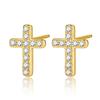 S925 Sterling Silver Zirconia Cross & Geometric Lightning Stud Earrings