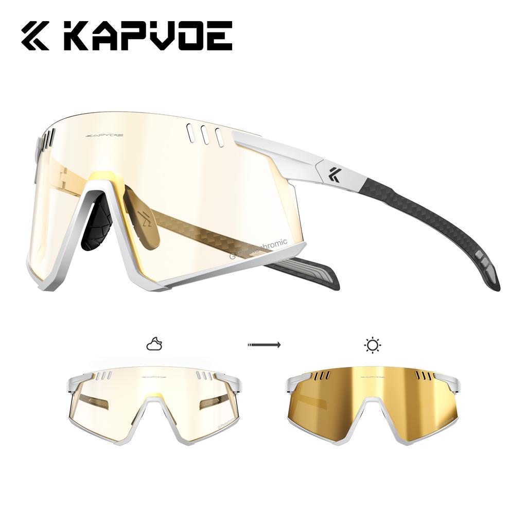 Lunettes de cyclisme Kapvoe Photochromiques UV400 VTT Claires Vélo de montagne Lunettes de soleil de transition pour hommes Femmes Lunettes de sport