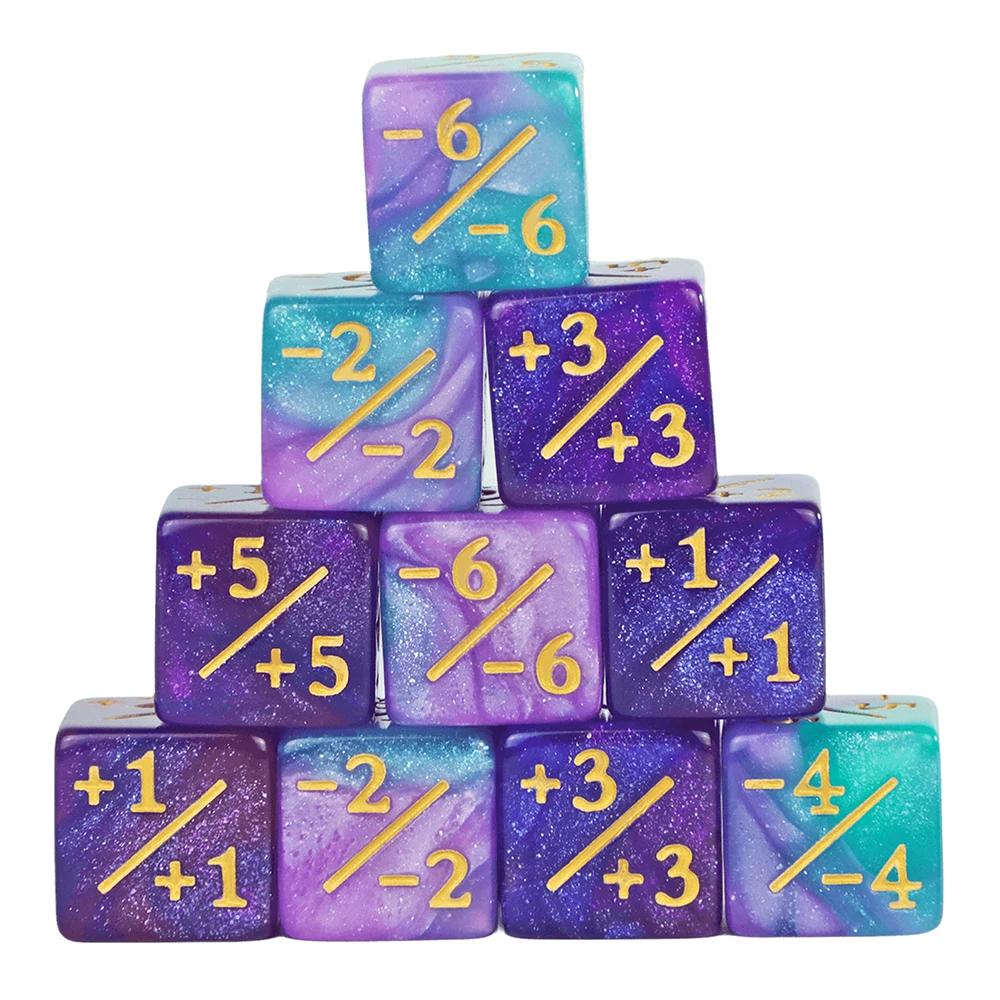 New Six Sided Dice Set D6 Counters  1/ 1 and -1/-1 Set of 10 Dice for Math Teaching ,Kid Arithmetic Toys, Card Game Accessories