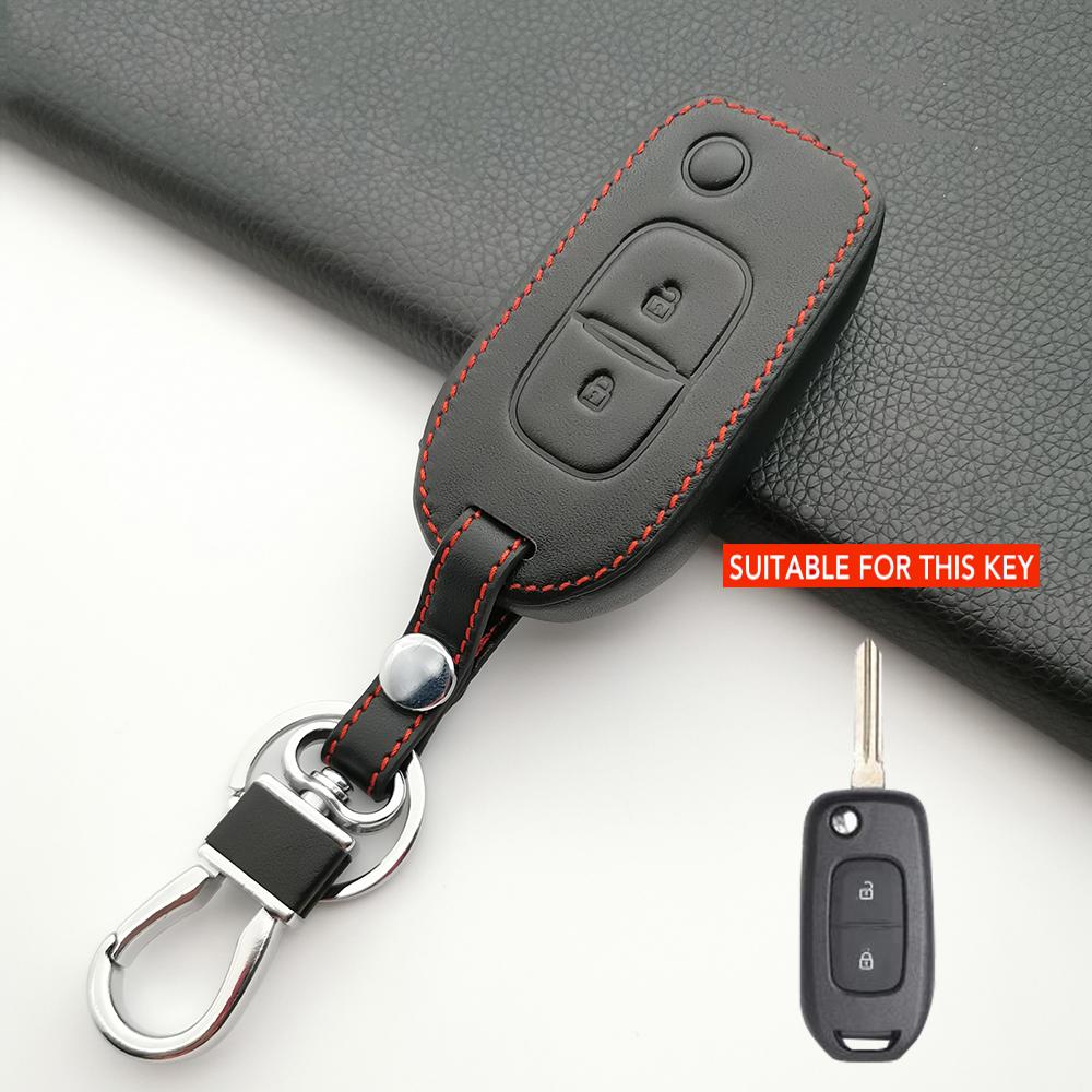 Leather Key Holder Keychain For Renault Logan 2 Stepway Sandero Duster Car Key Cover Case Protection Shell