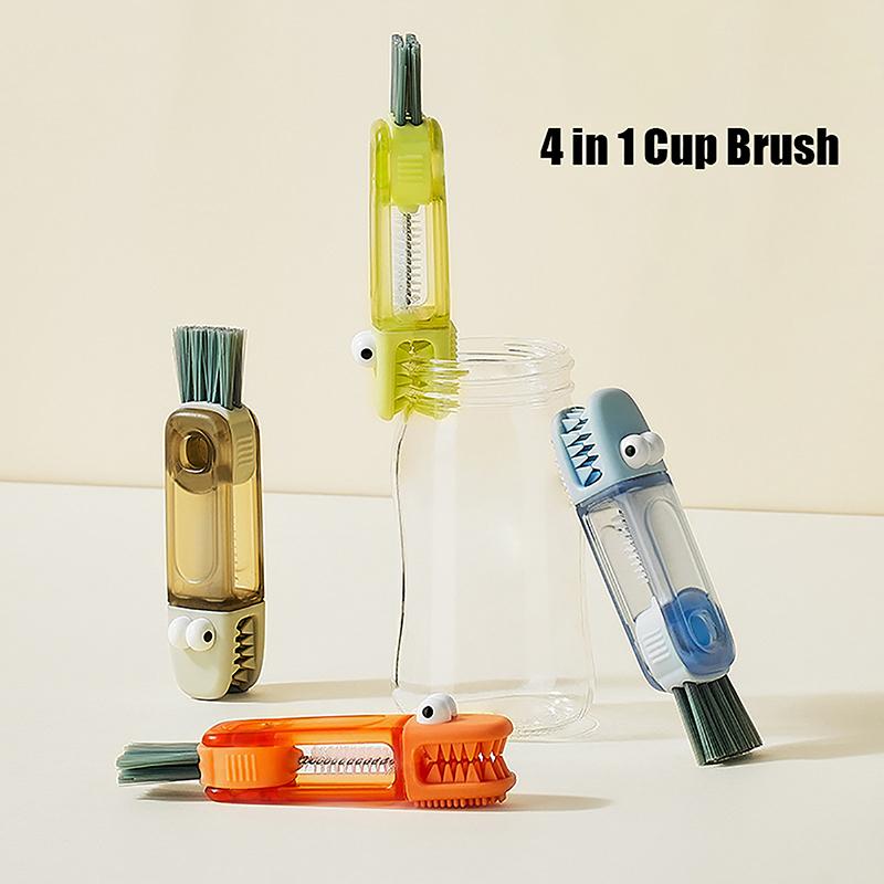 3-in-1 Multifunctional Baby Bottle Brush Multi-Purpose Long Handle Fine Hair Sponge Cleaning Brush Household Dishwashing Cup Washing Cleaning Tools