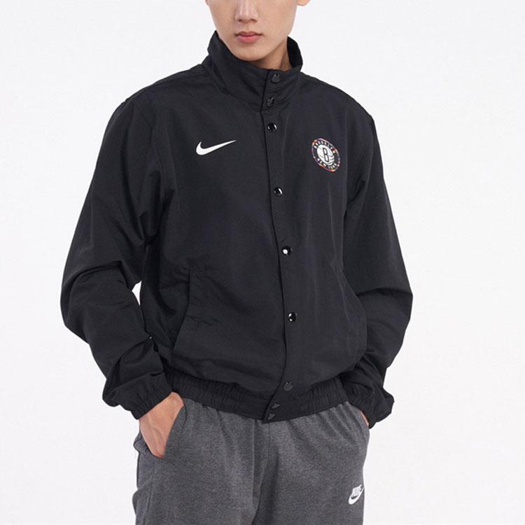 Nike Brooklyn Nets Sports Logo Jacket Men Outerwear Black CD3037-010