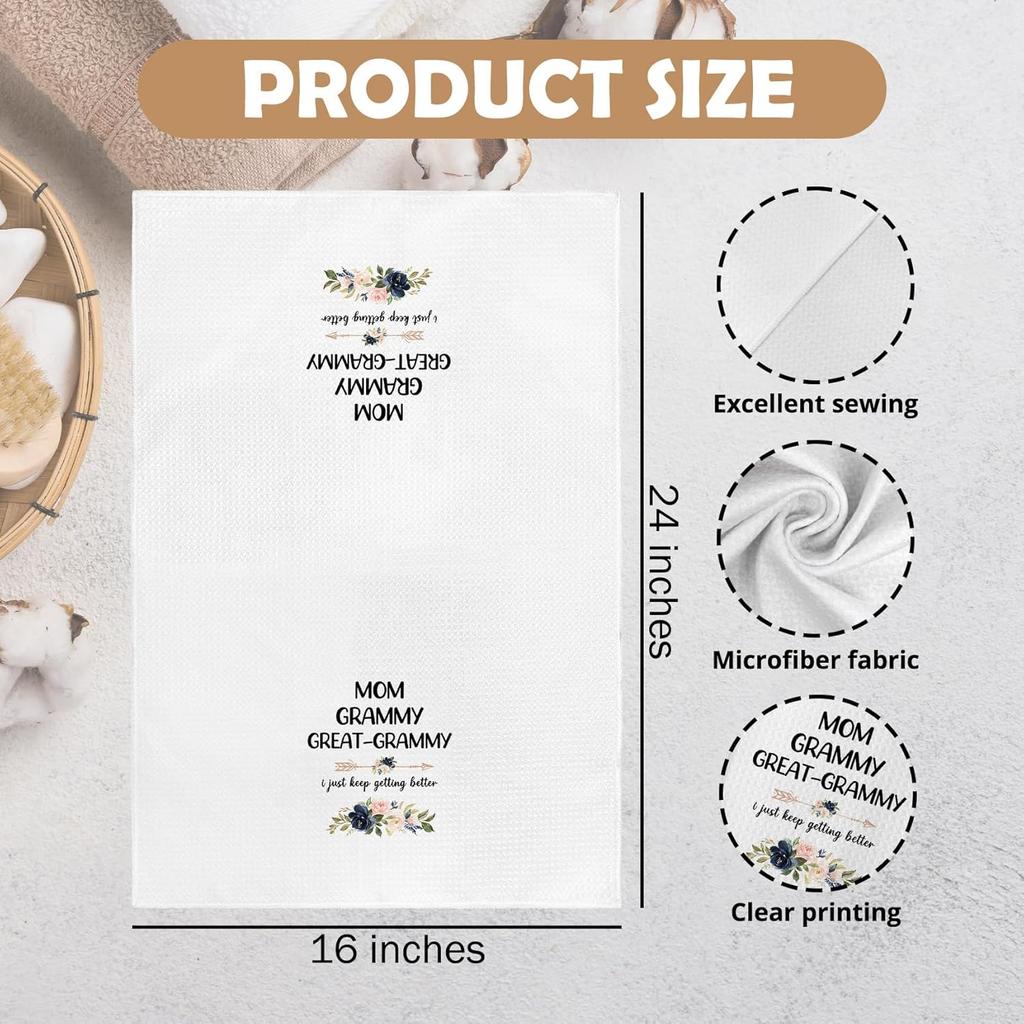 Great Grammy Floral Gifts Kitchen Towels, Grammy Dish Towels, Mom Gifts for Mothers Day Birthday, Grandma Decorative Hand Towel Tea Towel for