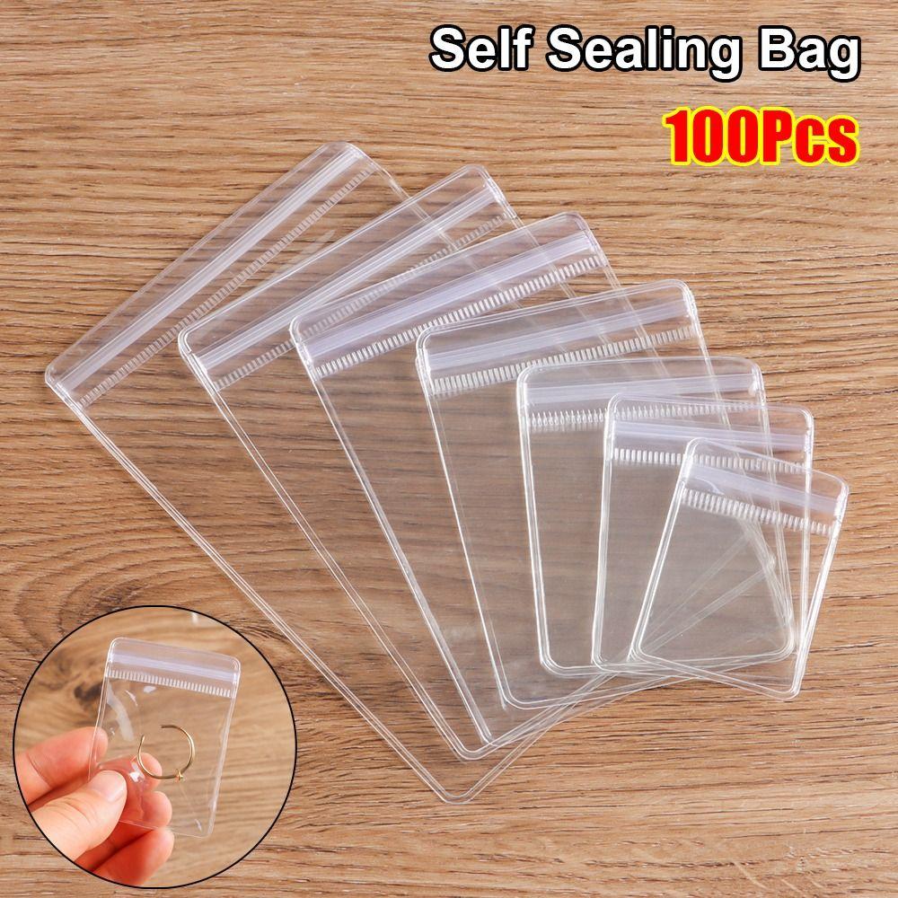 100Pcs PVC Plastic Self Sealing Bag Dustproof Jewelry Bag New Zip Lock Bags Necklace Bracelet Ring