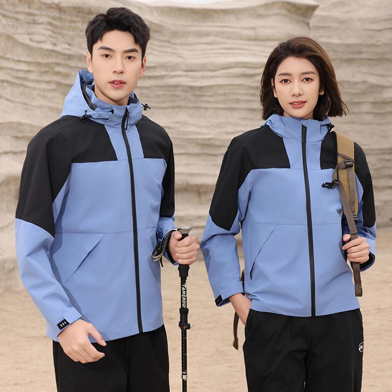 

Ветровка с капюшоном в стиле колор-блок: Однослойный, Ветрозащитный, Водоотталкивающий для занятий спортом на открытом воздухе M (160-165 cm) небесно-голубой/чёрный