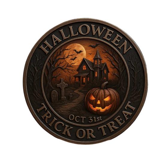 Halloween Challenge Coin Scarecrow Pumpkin Reaper Edition Metal Coin Trick (Skull Side)